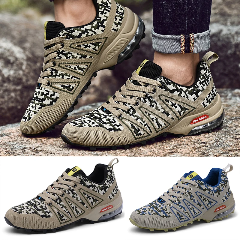 

New Men's Mesh Mountaineering Hike Shoes Camouflage Outdoor Breathable Sneaker Hiking Shoes Lace Up Running Shoes Casual