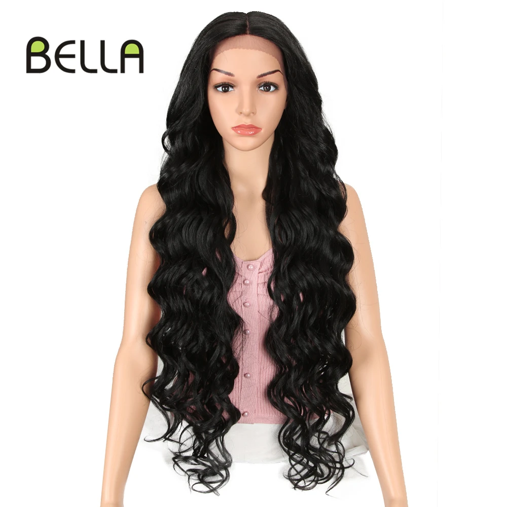 Bella Synthetic Wigs Lace Front Wig HD Transparent Lace 40 Inch Long Deep Wave High Temperature Fiber Pink Blonde 613 For Women