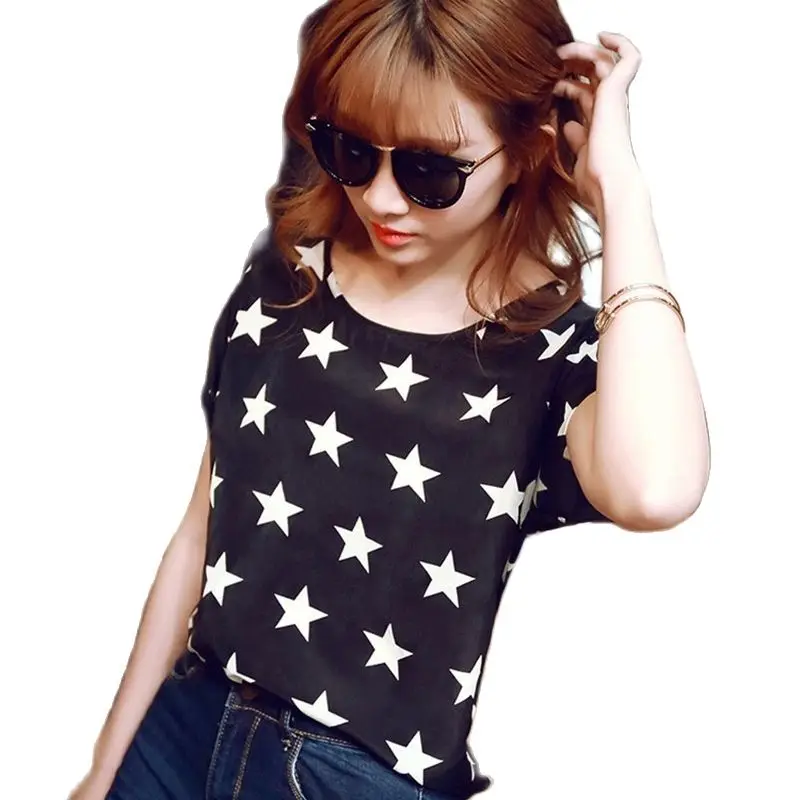 Женская шикарная блузка с принтом летняя шифоновая большого размера XXL коротким