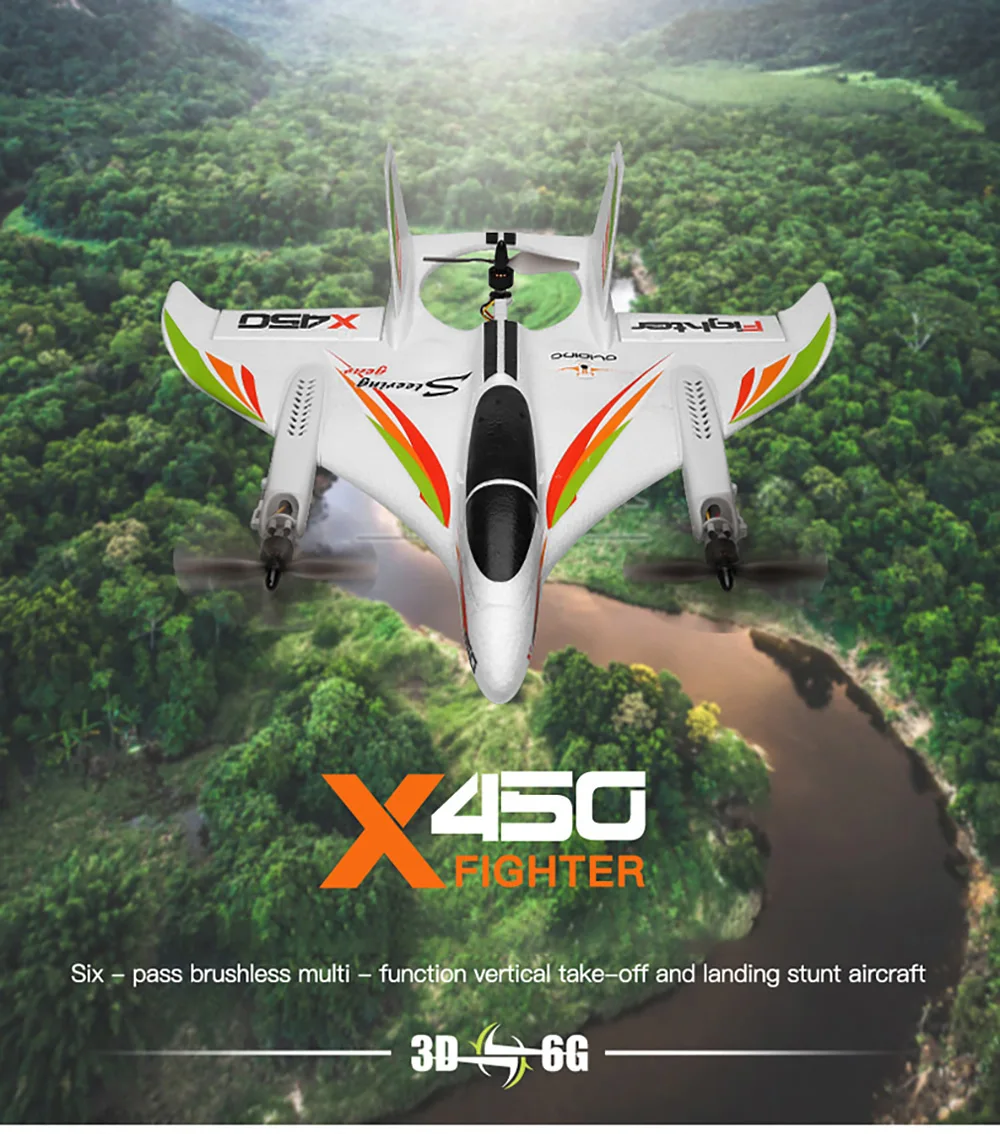 

CEVENNESFE XK X450 Rc Airplane 2.4G Remote Control Brushless Stunt Airplane Vertical Takeoff And Landing Glider Remote Rc Plane