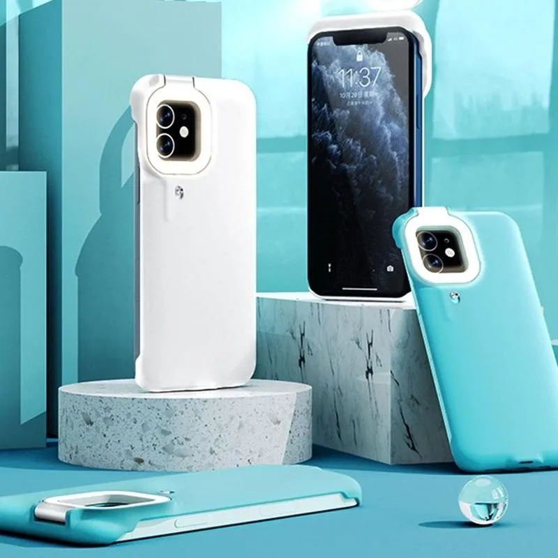 

For Iphone12 Fill Light Mobile Phone Case Selfie Fill Light Ring Flash Phone Case One Button Smart Fill Light