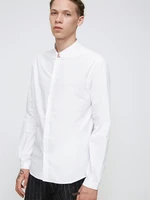mens new hair stylist fashion standing collar slim shirt urban youth trend classic white casual large shirt