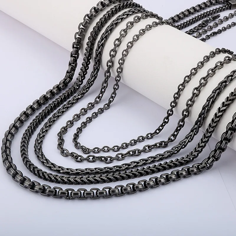 Мужская цепь из нержавеющей стали 316L винтажная 4/5/6 мм толщиной ожерелье в коробке
