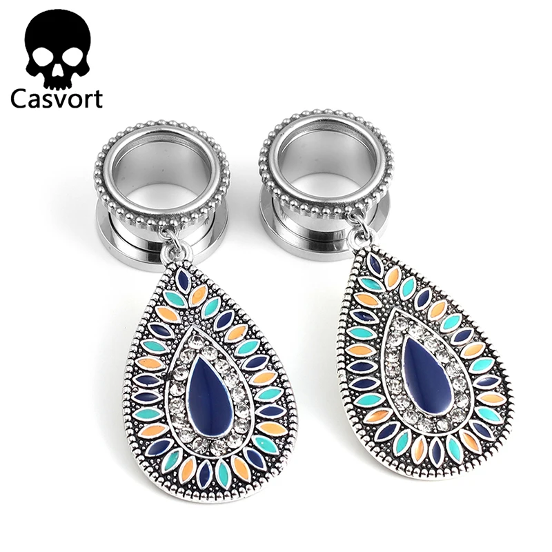 Casvort новые спиральные длинные в форме слезы беруши пирсинг ювелирные изделия для тела из нержавеющей стали ушные Датчики Тоннели носилки