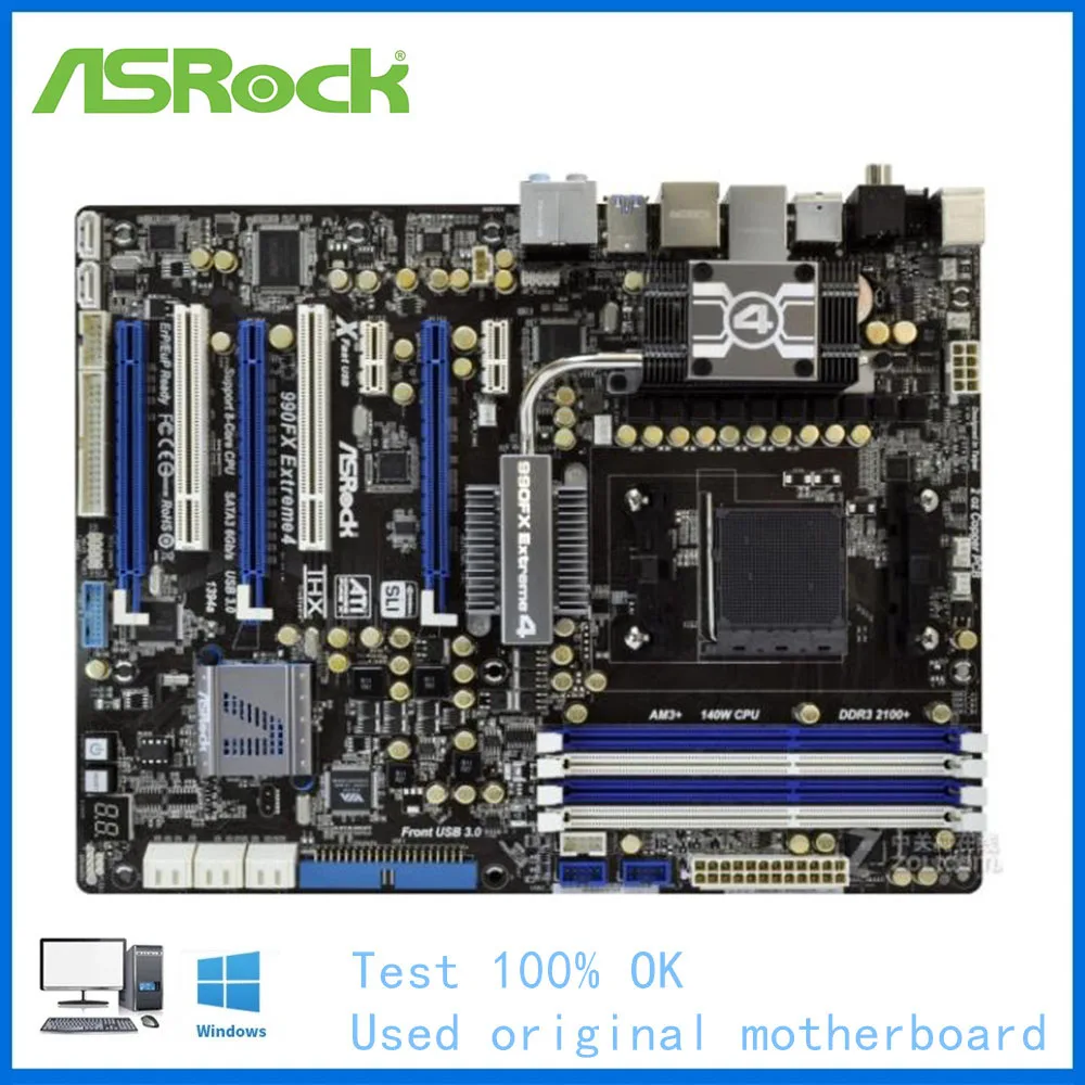 Материнская плата для компьютера ASRock 990FX extreme ME4 USB3.0 SATA III AM3 + DDR3 AMD 990 990X б/у