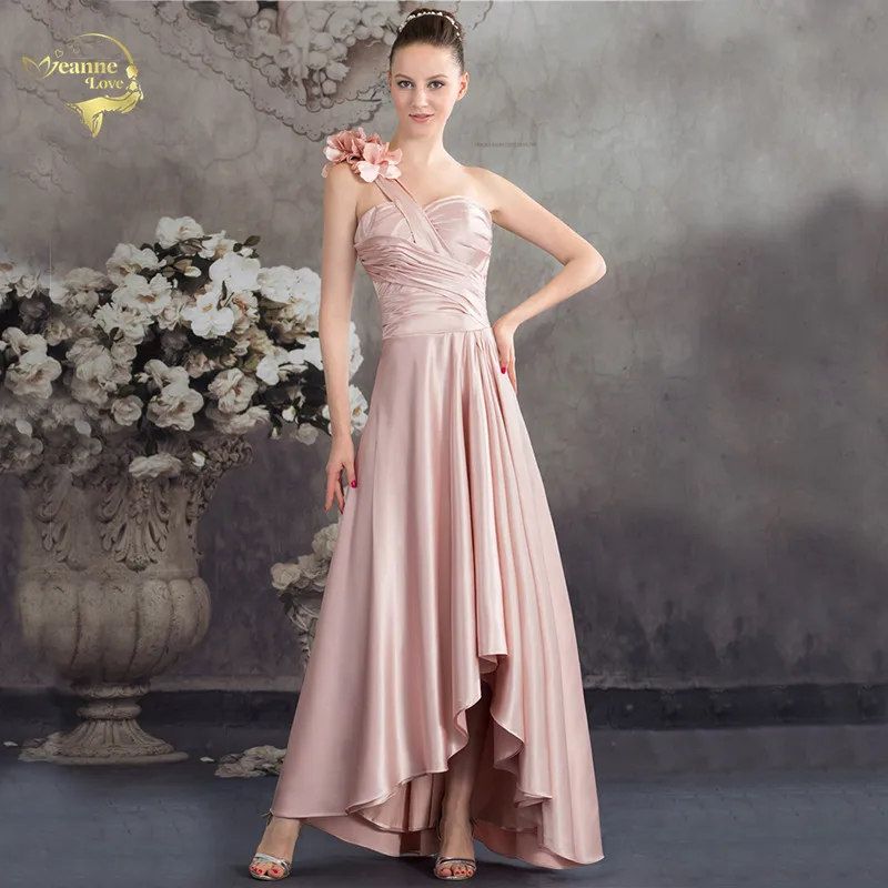 Новинка Vestido De Festa Longo сатиновые короткие спереди длинные сзади розовые платья для