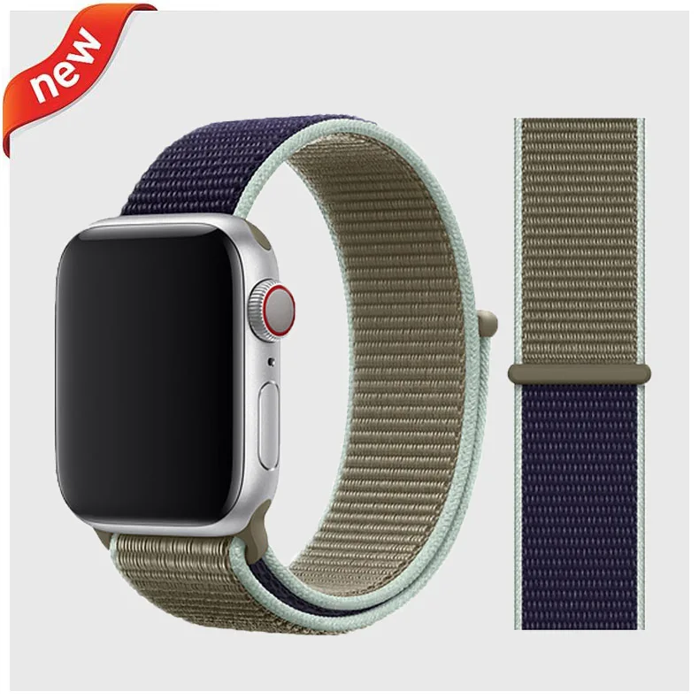 Khaki Ремешок для apple watch, ремешок 44 мм, 40 мм, тканый нейлоновый ремешок iwatch серии 5, 4, 3, ремешок 42 мм, 38 мм, ремень, аксессуары для apple watch - Цвет ремешка: Khaki