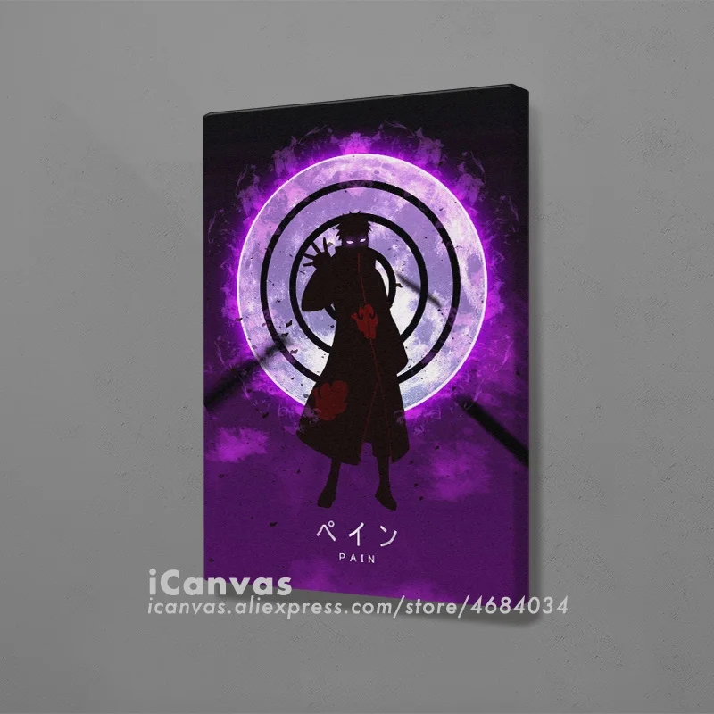 

Rinnegan Pain Manga Akatsuki Poster Framed Wooden Canvas Wall Art Decoration Prints for Living Room Home Frame Decor Painting