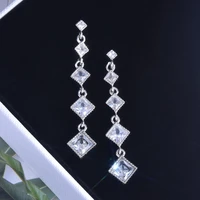 kofsac luxury zircon square long earrings for women jewelry sterling silver 925 earring female party accessories lady ear bijou