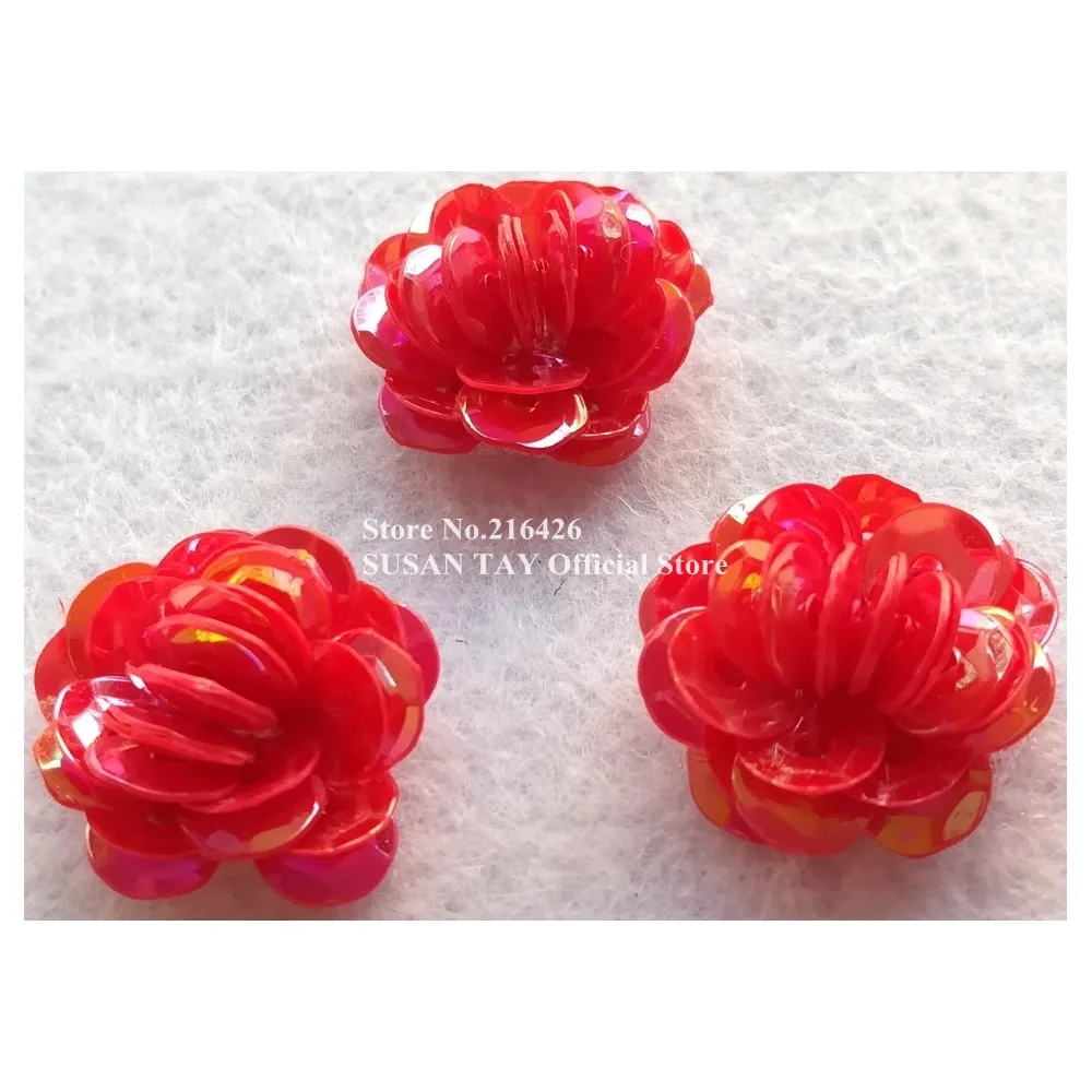 15 шт./партия, 12 цветов ручной работы(фуксия, розовый, черный, синий, фиолетовый, кремовый, коричневый+), расшитые пайетками 3D Цветочные нашивки, Аппликации BNC127
