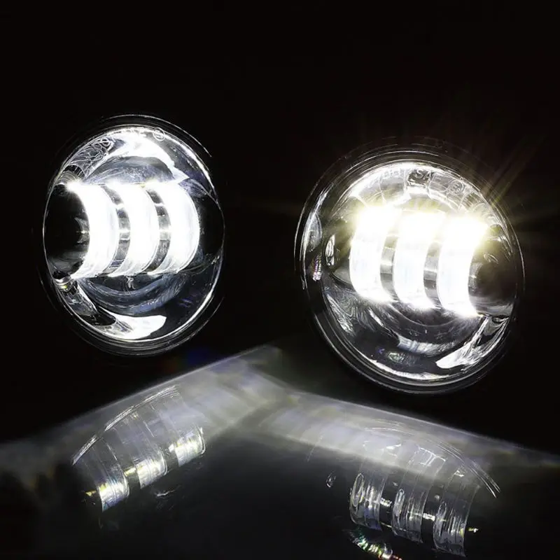 

1 Pair 4.5 4 1 2 inch Motorcycle Chrome Black LED Fog Passing Auxiliary Light for Classic FLHR Road King 4.5Inch LED Fog Light