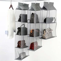 mcao collapsible hanging handbag organizer for purse bag storage holder wardrobe closet 234 pockets space saving system tj3629