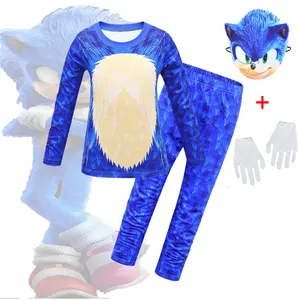 kids boys girls game sonic cosplay costume top pants mask set children unisex halloween costumes anime disfraces outfit free global shipping