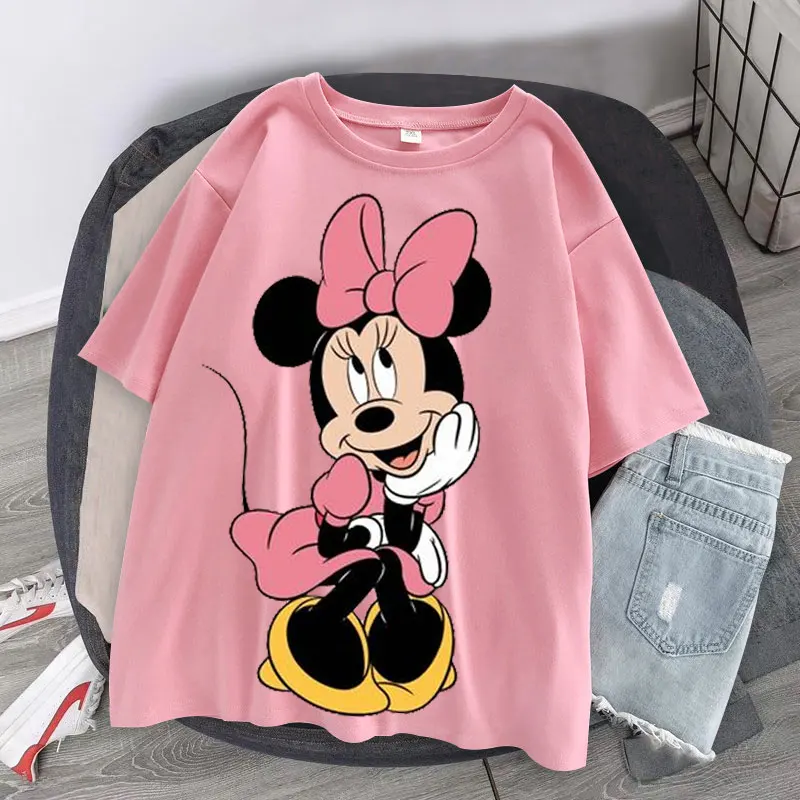 Женская футболка Disney с принтом Минни Маус Повседневная Блузка коротким рукавом