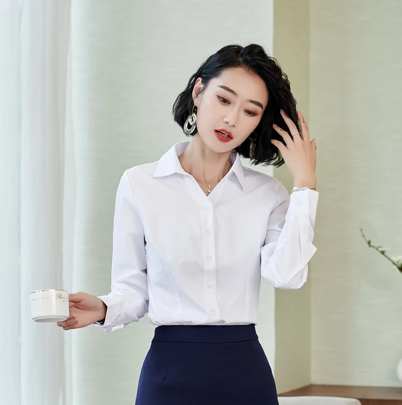 2020 Женская официальная одежда для работы с длинным рукавом белые блузки рубашки