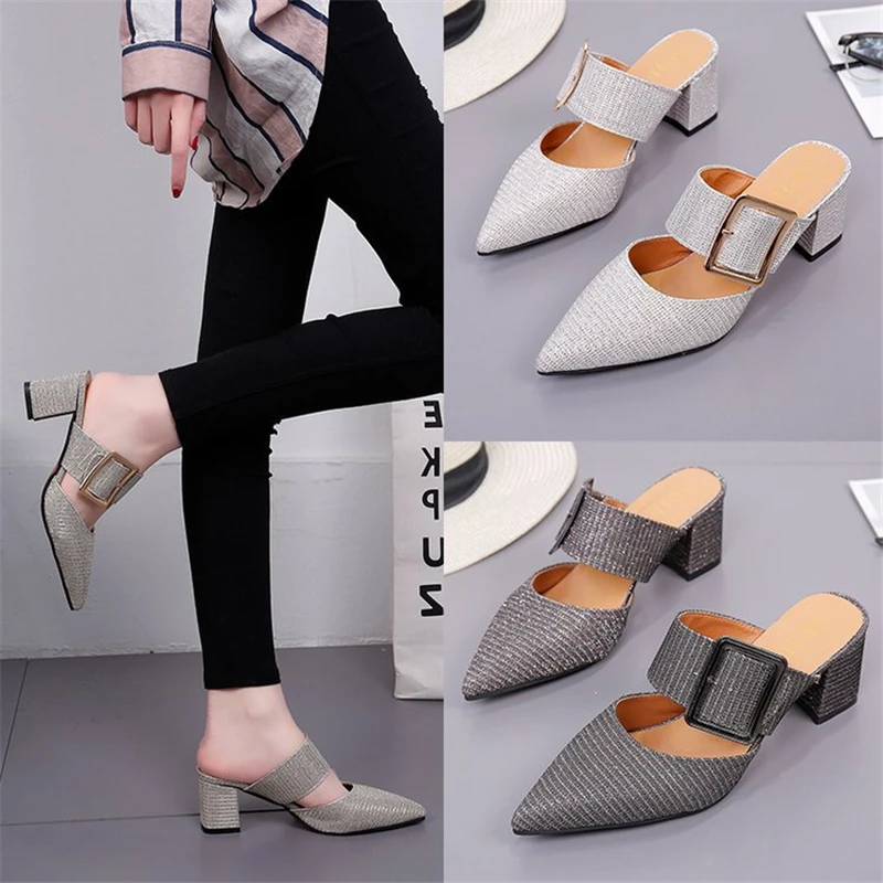 

Новинка 2021, Модные металлические декоративные женские уличные сандалии с острым носком, женские сандалии, Повседневные Удобные