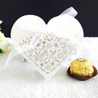50pcs sweet gift box hollow love heart candy dragee flower box wedding party gift bags packaging chocolate warpping paper bags