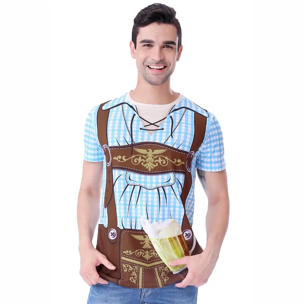 Мужской баварский костюм Октоберфест джемани 3D футболки забавное пиво фестиваль