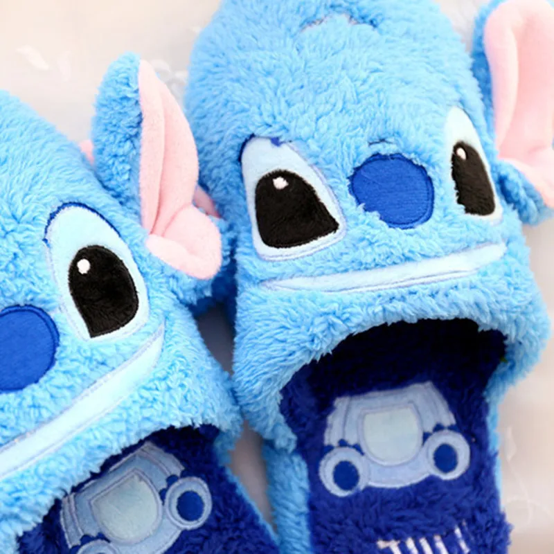 35-38 size Stitch Прекрасный Пикачу Ститч DonaldDuck плюшевая домашняя теплая зимняя обувь для взрослых милые Мультяшные аниме маски для глаз для детей девочек Рождественский подарок - Цвет: 35-38 size Stitch