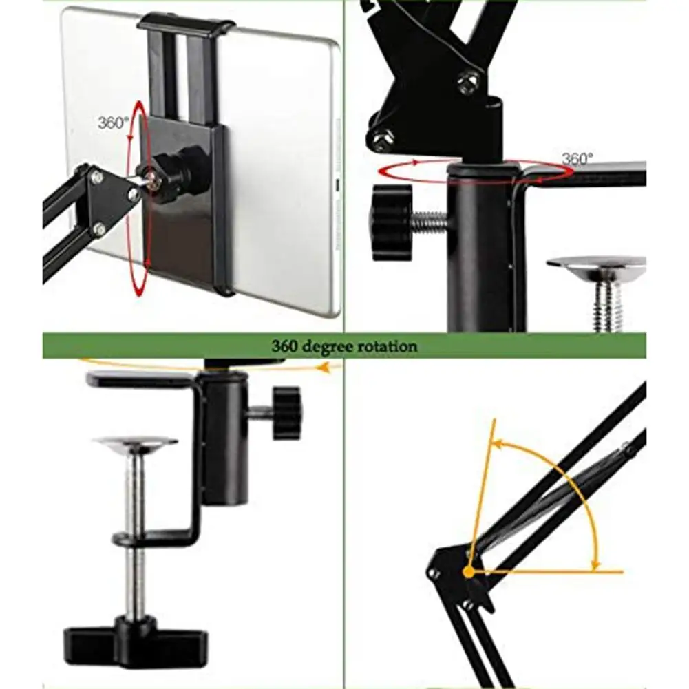 webcam stand strong flexible camera mount with phone holder 360 degree rotation folding metal bracket desktop bracket free global shipping