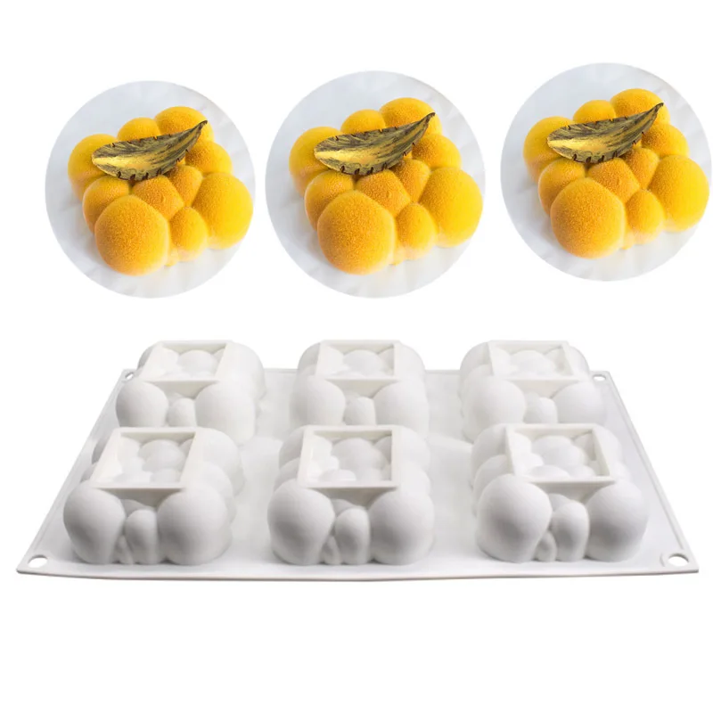 

6pcs/set Cloud Large Silicone Mousse Mold 1PC 3D White Square Cake Mold Bubble Dessert Baking tools candy Kitchen Gadgets DIY