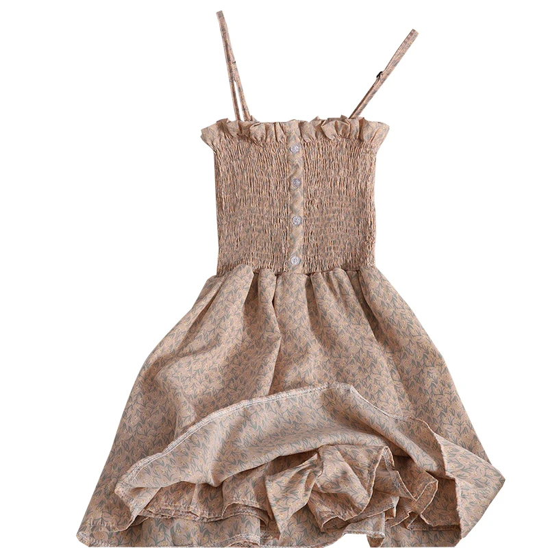 

Korean retro rompers womens jumpsuit summer new vintage fold sling jumpsuit was thin floral wide-leg shorts jumpsuit for women