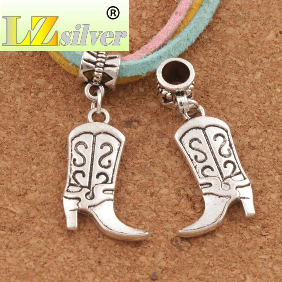 S Design Cowboy Boots High Heel Charm Beads 60PCS Zinc Alloy Dangle Fit European Bracelets 36.3x16.2mm B250