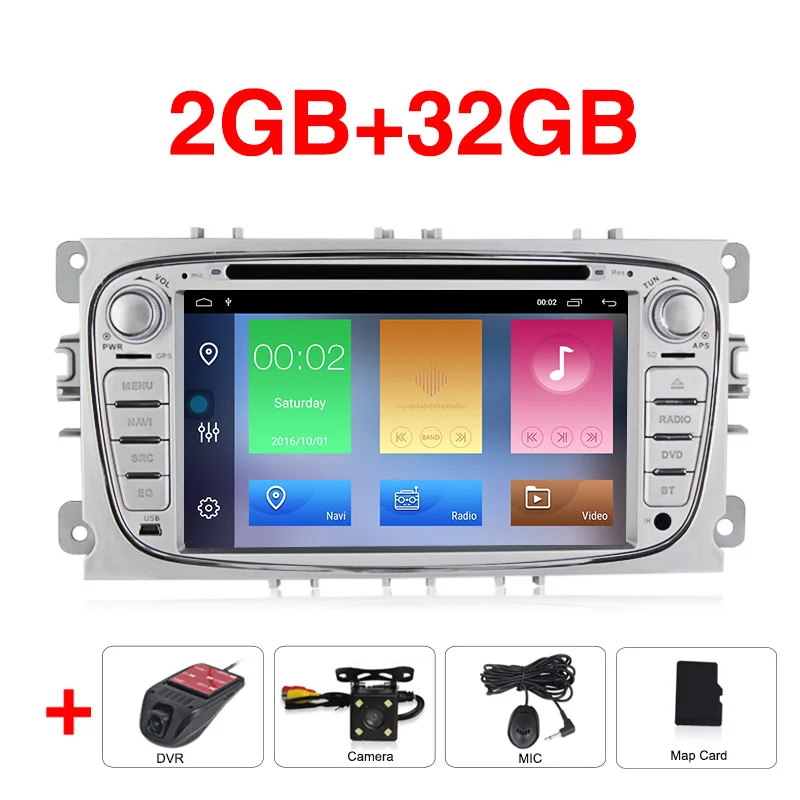 Новинка! HD1024* 600 2din Android 9,1 автомобильный Радио dvd-плеер gps навигация для FORD/Focus/S-MAX/Mondeo/C-MAX/Galaxy/Kuga 2+ 32G wifi - Цвет: Car dvd camera DVR S