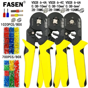 Обжимные плоскогубцы, высокоточные VSC8 6-4A 0,08-10 мм2 6-6A 0,08-6 мм2 для трубок, игл, клемм, обжимные самостоятельно регулировочные инструменты