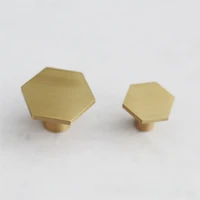 1pcs 2 size northern europe contracted new chinese style furniture door ark of pure copper handle lives in brass hexagon handle