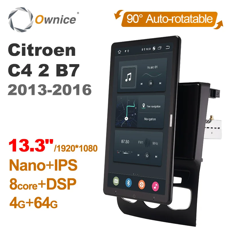 

1920*1080 Ownice Android 10,0 для Citroen C4 2 B7 2013-2016 Автомагнитола Авто Мультимедиа Видео Аудио головное устройство 13,3 "IPS ротационный