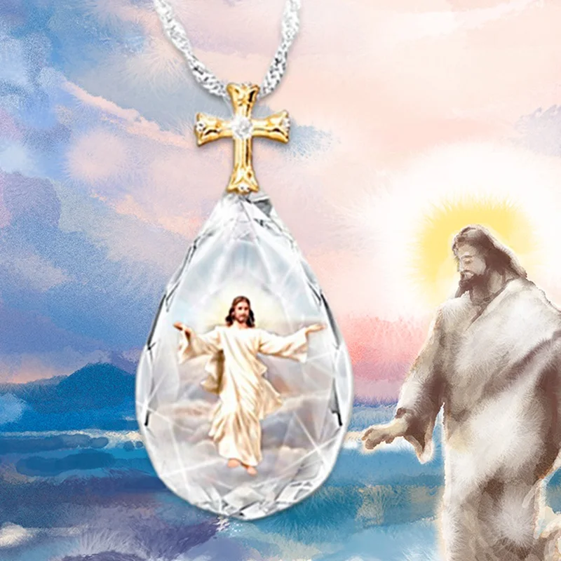 

Fashion Crystal Pendant With Image Of Jesus Elegant Ladies Lover Gift Lovers Necklace Anniversary Jewelry Gift