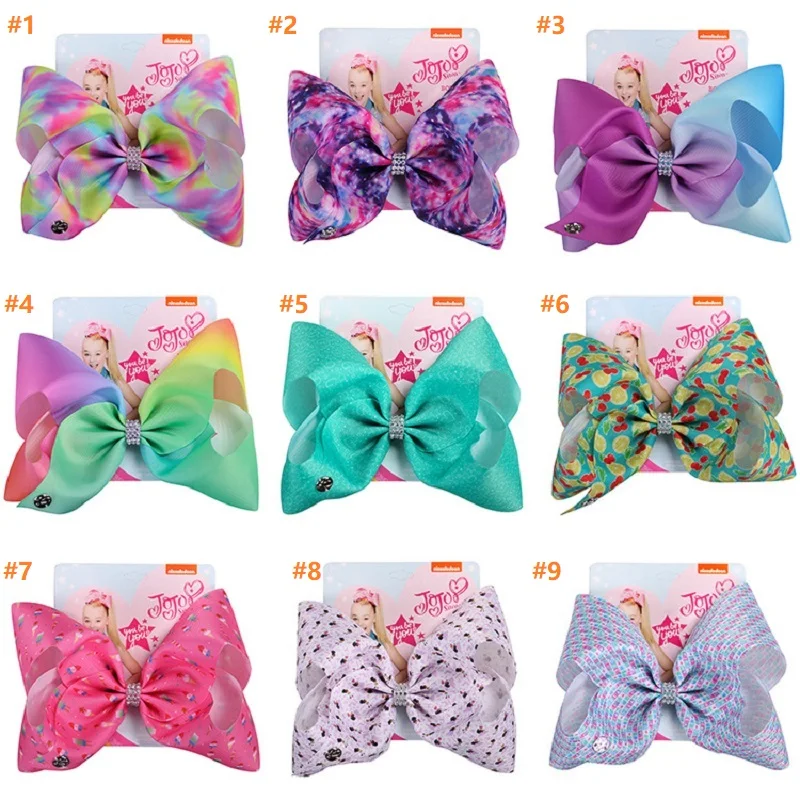 

Wholesale 8" Large Jojo Siwa Bows Denim Blue Bownot Butterfly Donut Hiar Clip for Kids Girl Boutique Party Hair Accessories