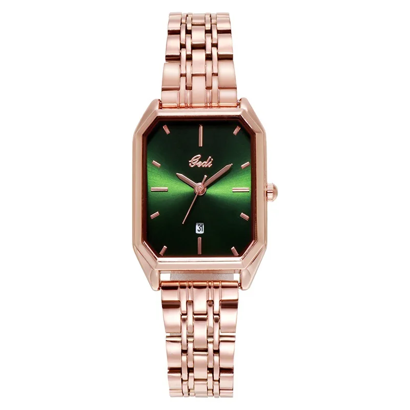 

New steel belt fashion red ladies watch simple casual fashion with calendar waterproof watch women