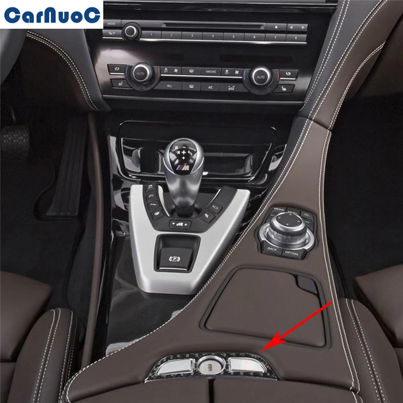 

For BMW 6 Series F12 F13 Coupe Covertible 2011-2018 Car Central Armrest Switch Panel Trim Decal Carbon Fiber Sticker Accessories