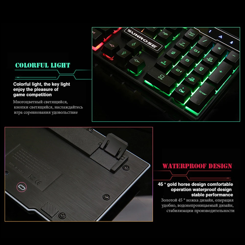 Проводная Механическая игровая клавиатура с русской USB подсветкой для ПК