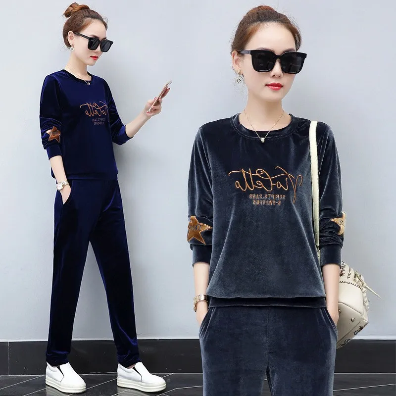 Женский осенне-зимний комплект из 2 предметов однотонный свитшота и брюк Женская