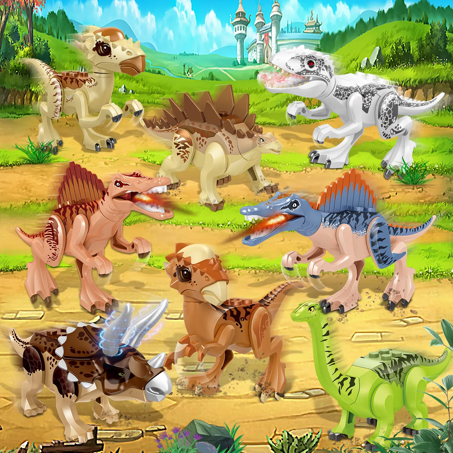8 шт./компл. динозавр Юрского периода блоки тираннозавр рекс Стегозавр