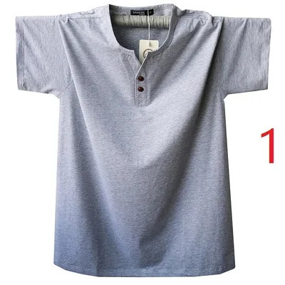 

Summer men's large size loose bottoming shirt casual solid color t-shirt men's short-sleeved V-neck tren