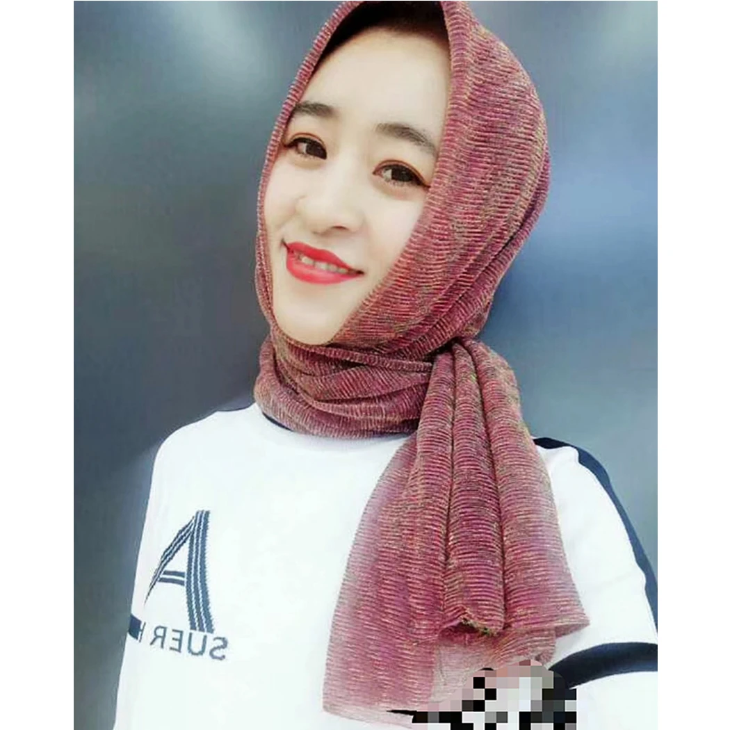 Твердый мусульманский Женский легкий шарф Musulman хиджаб повязка на голову модные