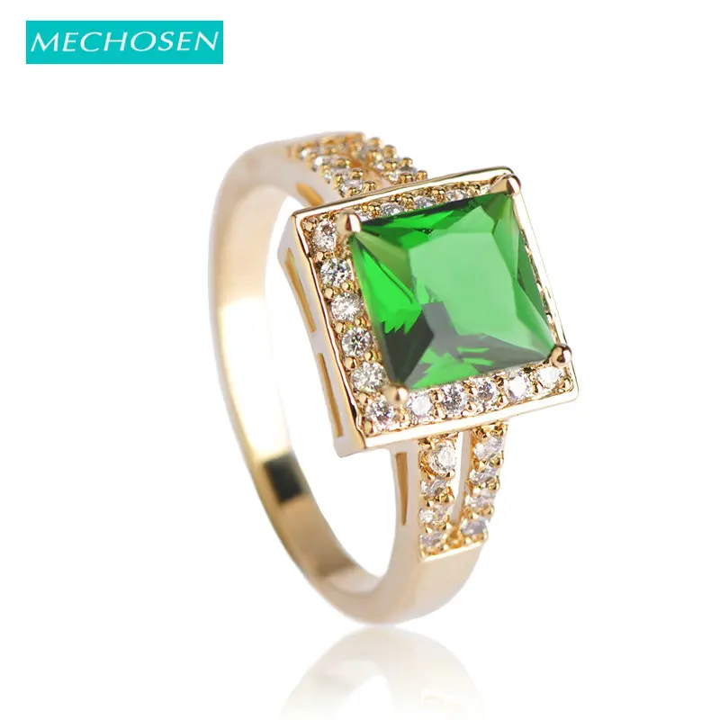 MECHOSEN Новое поступление кубического циркония кольца для мужчин и женщин золотой