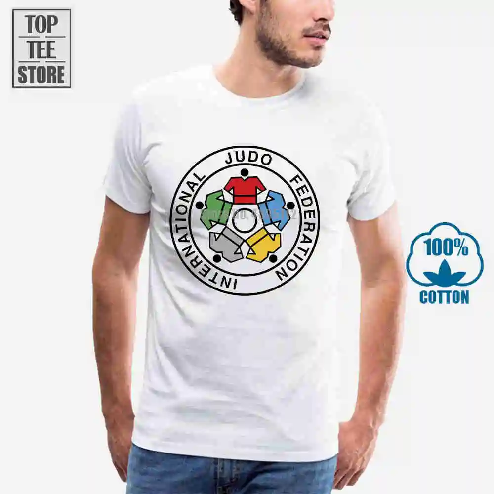 Новинка Ijf Международная федерация дзюдо логотип мужская Белая Футболка размер S