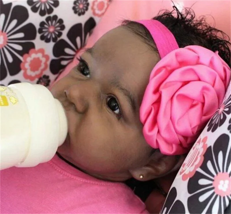 22 дюйма высокое качество милый Реалистичный Reborn полный силикон розовый ободок