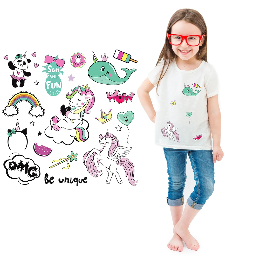 Нашивки в форме единорога для детской одежды утюжок на мультяшных животных патч