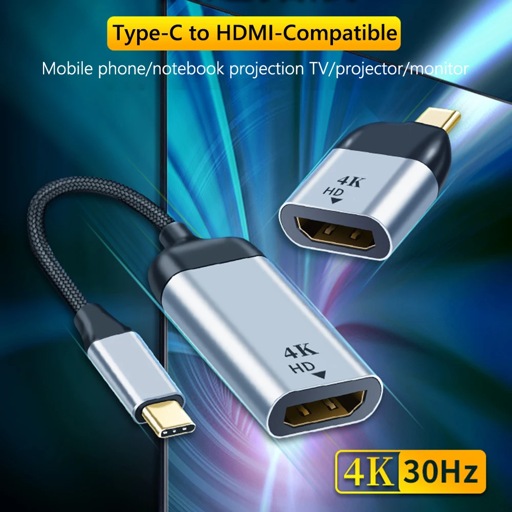 Переходник для видеокабеля с разъемом Type-C на HDMI алюминиевый сплав