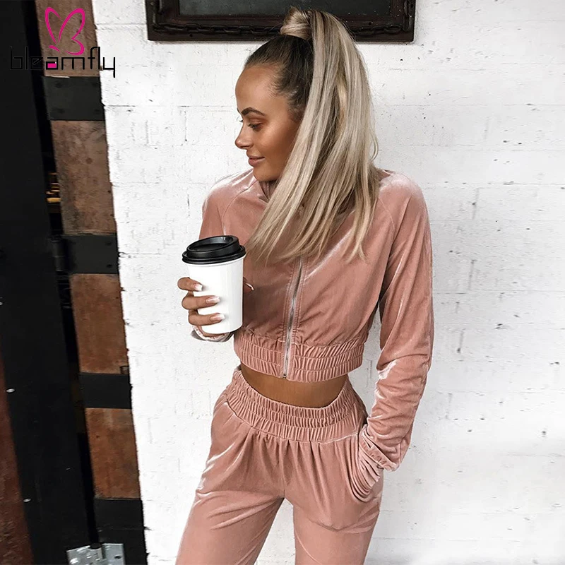 2019 осенне зимний комплект из двух предметов повседневный спортивный костюм с