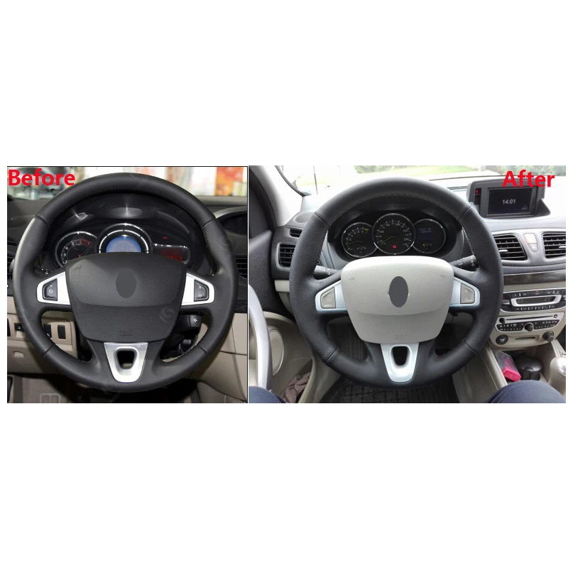 Оплетка рулевого колеса MEWANT из черной искусственной кожи для Renault Fluence ZE 2009-2016 Megane