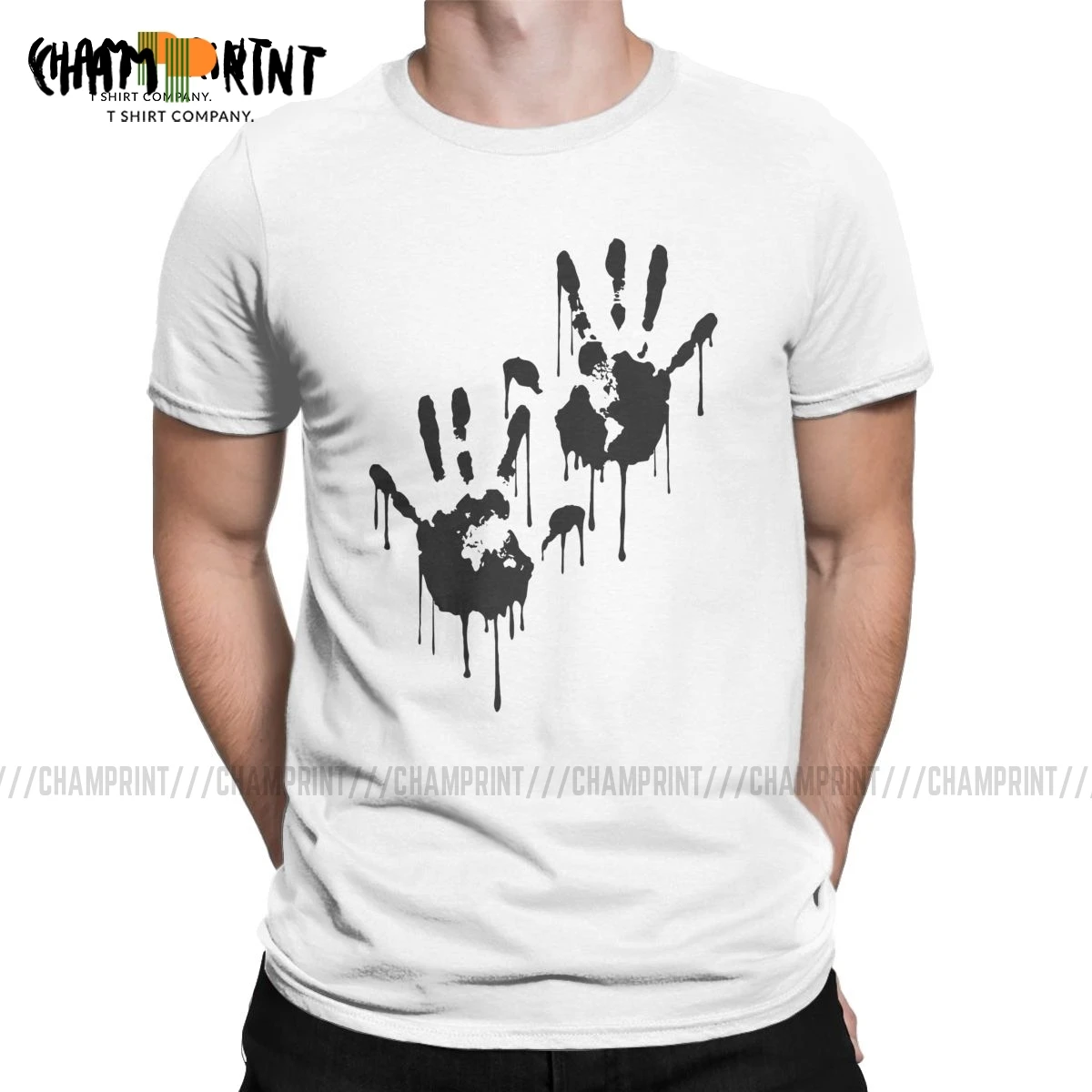 Футболка мужская винтажная из чистого хлопка с коротким рукавом и круглым