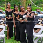 Сексуальные черные платья подружки невесты с V-образным вырезом и Боковым Разрезом, длинное женское платье-Русалка для свадебной вечеринки, платье подружки невесты 2021