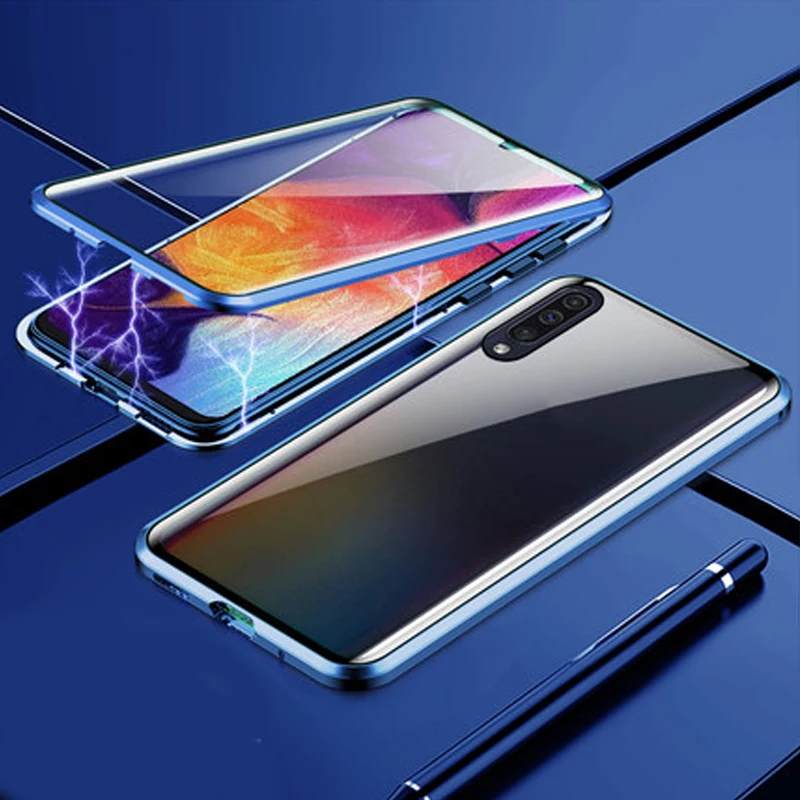 Роскошный Магнитный чехол для samsung Galaxy A50 a50 металлический каркас Doubl стекло в рамке крышка GalaxyA 50 защитный чехол для телефона